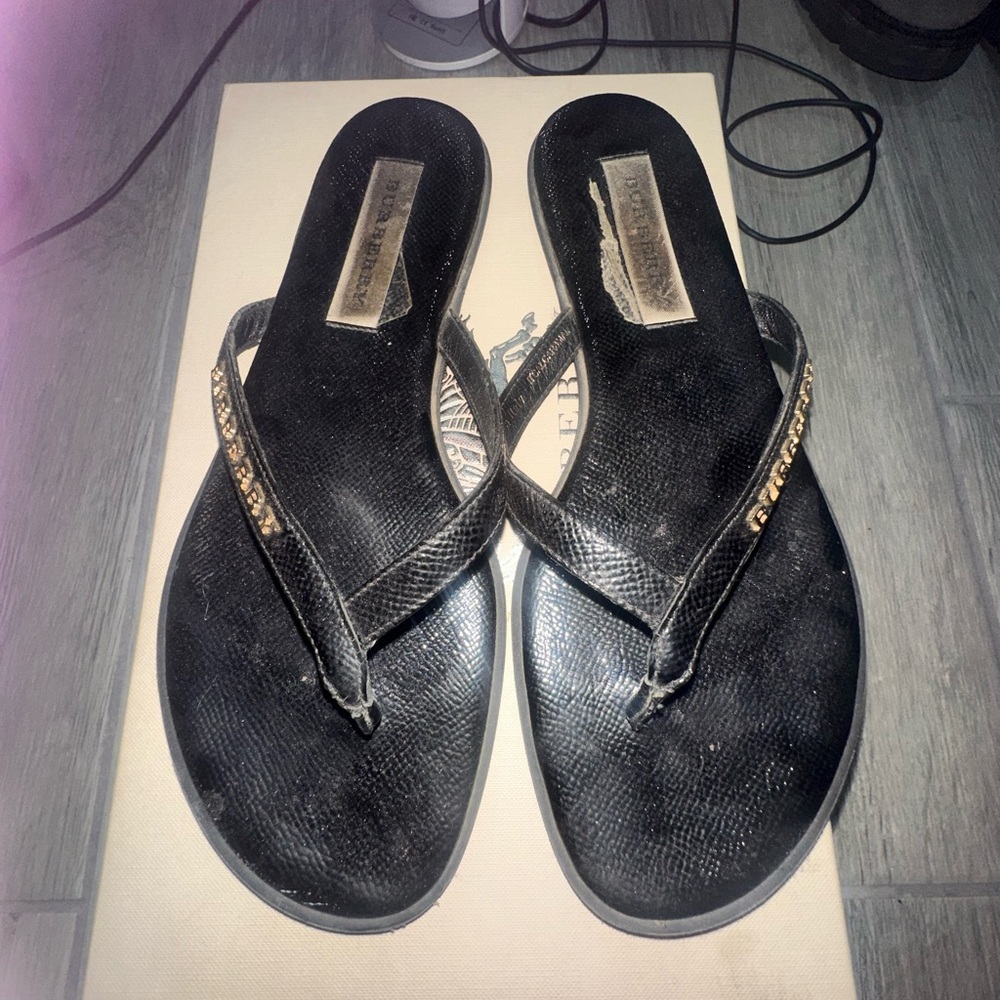 Burberry Black Sandals with Gold Details